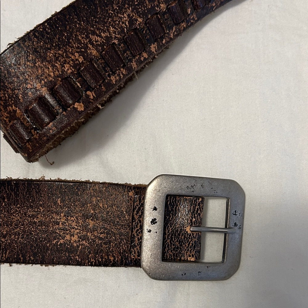 Cabi Brown Distressed Leather women’s Belt with Silver Buckle size large L